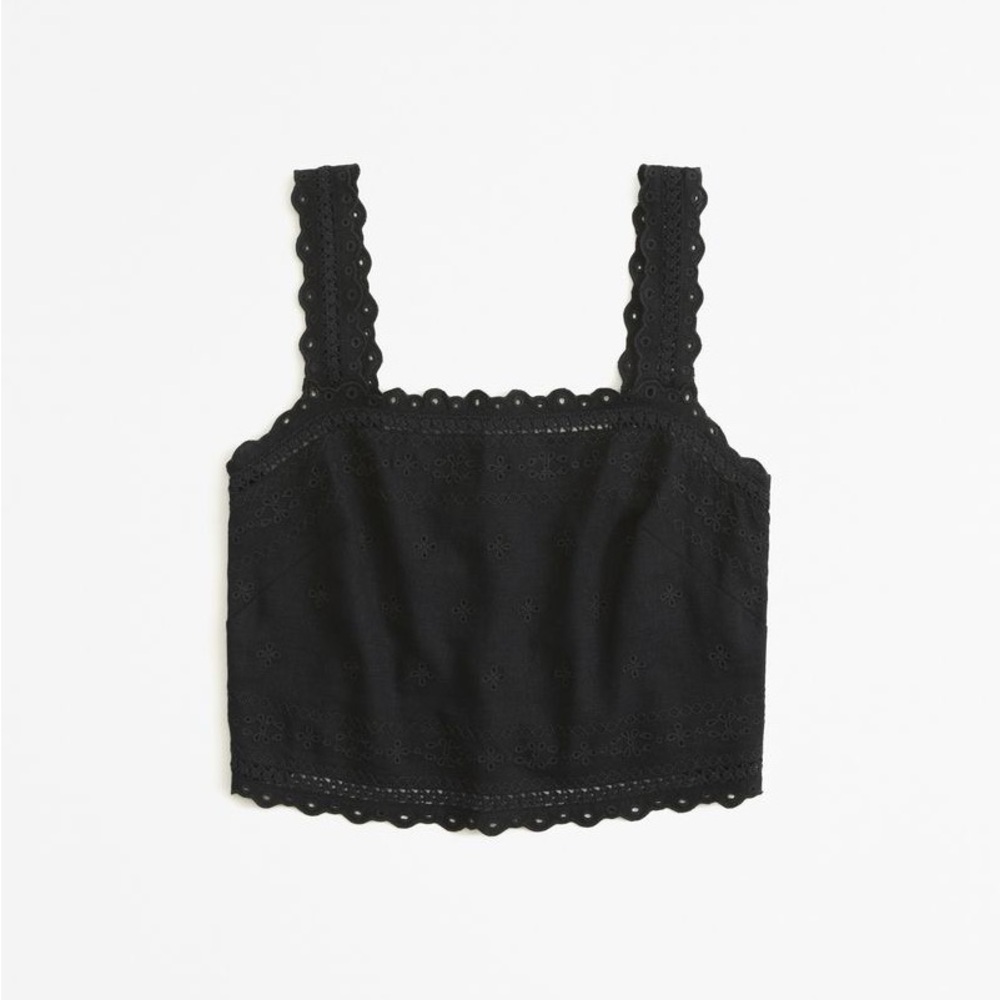 Abercrombie & Fitch Black Embroidered Tank